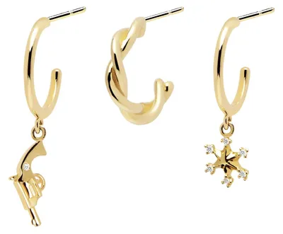 Image de Coffret cadeau comprenant des boucles d'oreilles en argent sterling 925 et plaqué or