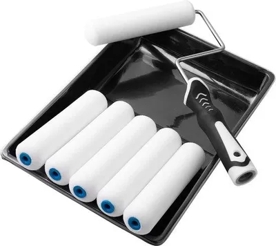 Zdjęcie produktu dla Zestaw profesjonalnych wałków piankowych Ibzoa® o szerokości 15 cm – wałki z pianki o wysokiej gęstości, pojemnik na farbę o pojemności 15 cm oraz uchwyt kątowy do wałków, przeznaczony do malowania ścian, sufitów i gładkich powierzchni