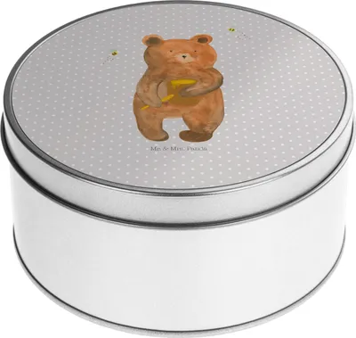 Produktbild von Mr. & Mrs. Panda Kaffeedose Bär Honig - Grau Pastell - Geschenk, Aufbewahrungsdose, Freund, Liebe, Verliebte, Teddy, Keksdose, Vorratsbehälter, zuckerdose, Dose