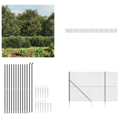 Productafbeelding van vidaXL Gaashek met grondankers, antraciet, 2x25 meter - Gaashek - Gaashekken - Gaas - Tuinhek