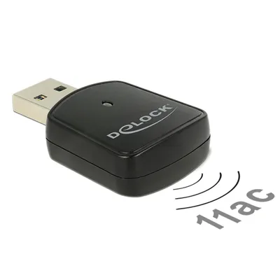 Produktbild von DeLOCK 12502, Kabellos, USB, WLAN, Wi-Fi 5 (802.11ac), 867 Mbit/s, Schwarz