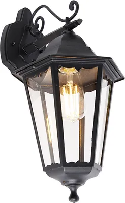 Zdjęcie produktu dla Klasyczna zewnętrzna lampa ścienna czarna IP44 - Havana Down