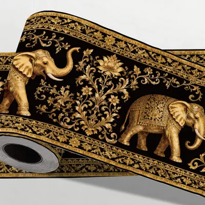 Goldene Elefanten Wandtattoo, selbstklebend, 500 x 10 cm