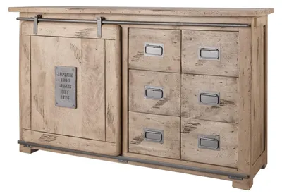 Immagine prodotto di MASSIVMOEBEL24 | credenza in legno di Mango 140x45x85 sbiancato laccato RAILWAY #321