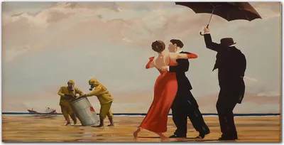 Produktbild von Coloray Küchenrückwand 100x50 Spritzschutz aus Glas - Strand Rettungs Banksy