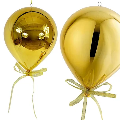 Immagine prodotto di Decorazioni natalizie Mica Decorations: appendino a forma di palloncino in plastica, color oro, dimensioni 30 x 30 x 37 cm
