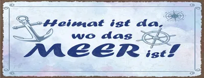 Produktbild von vianmo Blechschild 10x27 cm Heimat ist da, wo das Meer ist