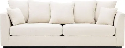 Produktbild von Casa Padrino Luxus Wohnzimmer Sofa Cremefarben / Schwarz 255 x 100 x H. 90 cm - Couch mit 7 Kissen - Luxus Qualität