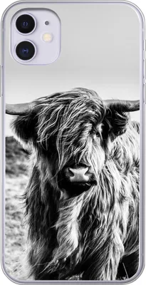 Produktbild von MuchoWow® Handyhülle Schutzhülle Hülle für iPhone 11 Kuh - Schottischer Hochländer - Schwarz - Weiß - Tier - Natur - Wildtiere Silikon Softcase Handy Hülle - Handytasche