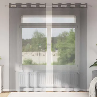 Produktbild von "2026 Promotion" Voile Vorhänge mit Ösen 2 Stk. - Hohe Qualität - Dunkelgrau 140x245 cm - Gardinen & Vorhänge CC25425