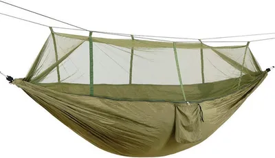 Produktbild von Hängematte mit Moskitonetz & Reißverschluss – Outdoor Camping Hammock, 2-Personen, ultraleicht & wasserdicht, Hohe Tragkraft, 260x140 cm – Retoo