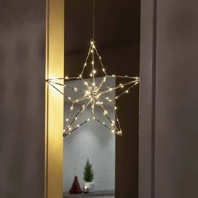 Produktbild von Konstsmide 1802-993 Micro LED Silberstern, Silber,4,5V, Innen (IP20), 90 bernsteinfarbene Dioden , silberfarbenes Kabel