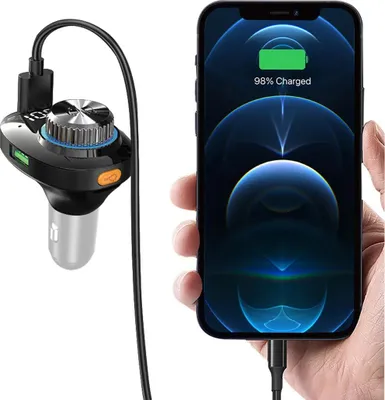 Produktbild von Auto Bluetooth FM Transmitter Player,Dual USB -Auto 22.5W schnelles Laden,KFZ-Adapter,Bunte Atmosphärelichter mit Freisprecheinrichtung