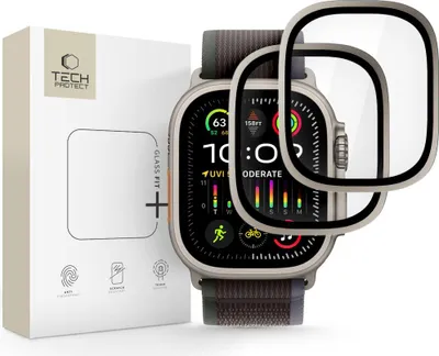 Immagine prodotto di Vetro temperato per Apple Watch Ultra 3/2/1 da 49 mm, 2 pezzi, Tech-Protect Glass Ring, titanio