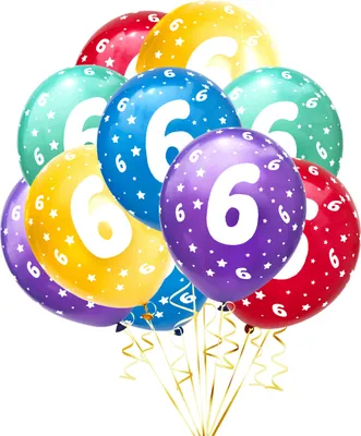 Produktbild von Oblique Unique Luftballon Set Zahl 6 für 6. Geburtstag Kindergeburtstag Party 10 Deko Ballons Geburtstagsdeko bunt