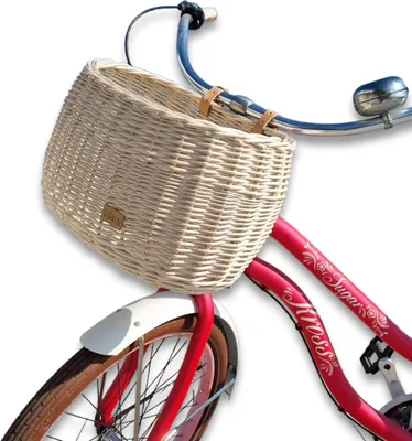 Immagine prodotto di WikliBOX - Cestino in vimini per bicicletta ecru con cinghie Dumpy grande - 42x30xH26