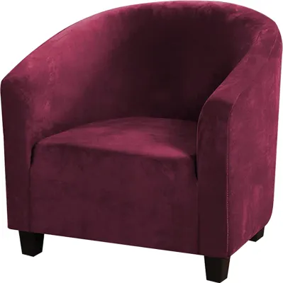 Produktbild von Topchances Club Chair Schonbezug,Stuhlbezüge aus Samt mit hoher Dehnung Sessel Sofabezug Schonbezug Möbelschutz Weiche Couchbezüge (Rot, Samt)