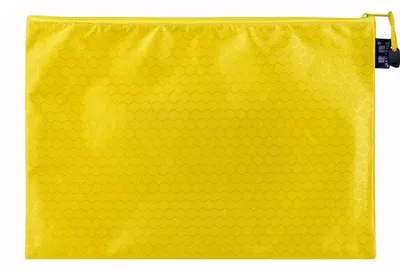 Image de Pochettes de documents étanches avec fermeture éclair, 3 pièces, jaune, format A5 (24x18 cm), en toile