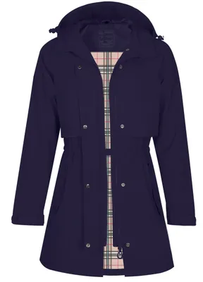 Produktbild von ATLASLAVA Damen Regenjacke Regenmantel Wasserdicht Kapuze Women Rain Jacke Übergangsjacke Outdoor Frühling Sommer Herbst, XXXL, Marineblau
