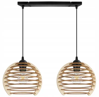 Image de Suspension, lustre, bois, abat-jour LED