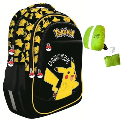 Produktbild von Goldkids - Rucksack Schulrucksack Teenager Kinderrucksack für Jungen und Mädchen Ranzen Tornister Schulltasche und Regenschutz - Pokemon Motiv