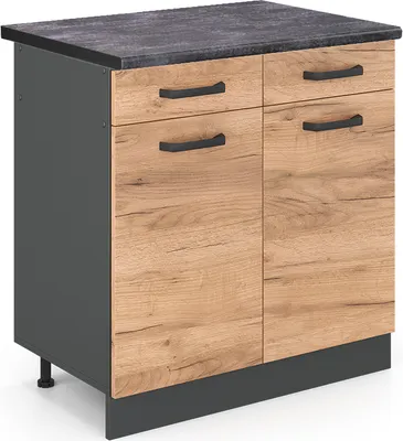 Produktbild von Küchenunterschrank Vicco R-Line Goldkraft Eiche 80 cm , AP Anthrazit, Model 46328