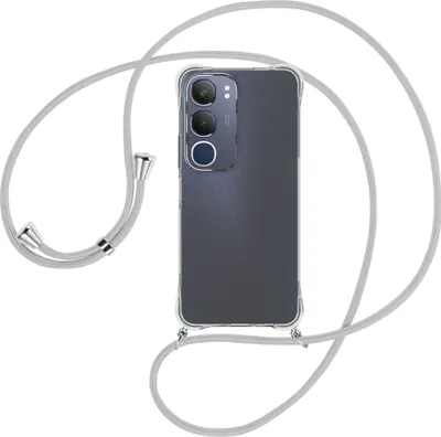Produktbild von Handykette Backcover-Schutzhülle mit Band (Metall silberfarben) für Vivo Y19S 4G - silbergrau