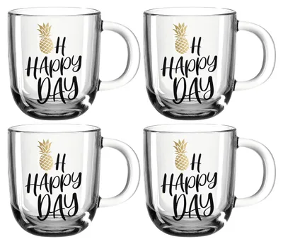 Produktbild von Leonardo Emozione Geschenk Tassen 4er Set, "Oh Happy Day" Design, spülmaschineng