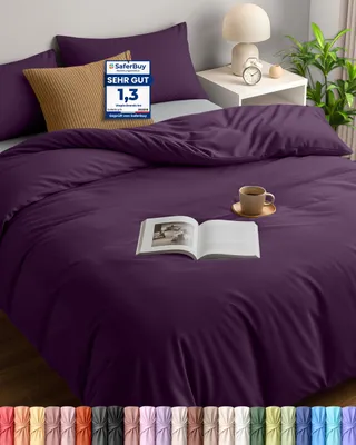 Productafbeelding van Utopia Beddengoed, dekbedovertrek 200x200 cm + 2 kussenslopen 50x75 cm, paars