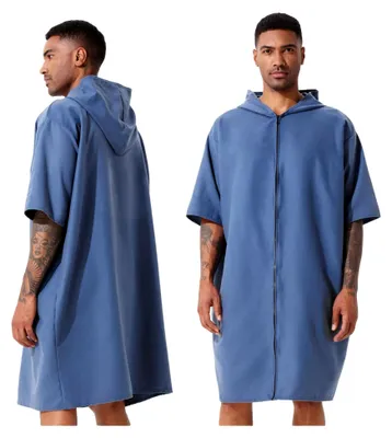 Produktbild von Mikrofaser Surf Poncho mit Kapuze für Damen und Herren, schnelltrocknend und saugfähig