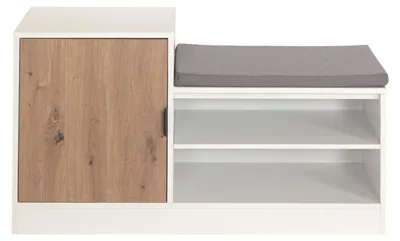 Produktbild von Schuhbank Dana Weiß mit Sitzpolster und 4 Fächern 100x55,2x39,5 cm