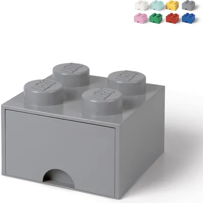 Produktbild von LEGO Brick Schubladenbox mit 4 Knöpfen - Grau