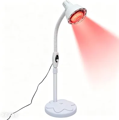 Immagine prodotto di Lamp a infrarossi per terapia - Lampada per fisioterapia - Allevia i dolori muscolari - Rotazione a 360 gradi - Altezza regolabile - Bianco