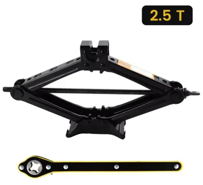 Produktbild von Wagenheber Auto - Mechanischer Wagenheber - 2,5 t / 2500 kg Tragkraft - Manuelle Hebung - Klappbar - Mit Ratschen-Schlüssel