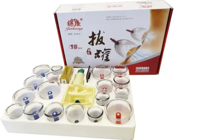 Produktbild von HQ Massage Schröpfen Set mit 18 Schröpfgläser aus Kunststoff mit Magneten (inkl. Gelenkschröpfen) + Vakuumpumpe