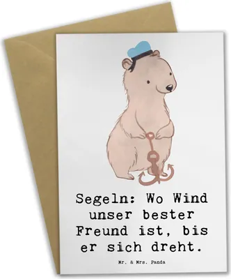 Produktbild von Mr. & Mrs. Panda jubiläumskarte Segeln Windfreund - Weiß - Geschenk, Sportler, osterkarte, osterkarten, hochzeitskarten, Herausforderung, Teamsport, Sonnenuntergang, Meer