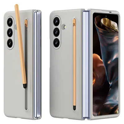 Produktbild von Für Samsung Galaxy Z Fold7 5G Skinfeel Schutz Hülle mit Stifthalterung Grau