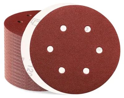Obrázok produktu pre Brúsny papier Klett, 150 mm, zrniteľnosť 120, 6-otvorový, 100 kusov, pre excentrické brúsky, vhodný na drevo, kov a lak