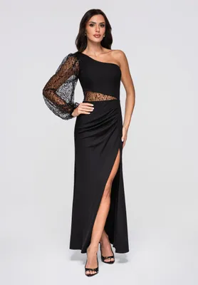 Produktbild von LARICA Maxikleid asymmetrisch Pailletten Abendkleid Elegant LA-OM-DLR261 black XL