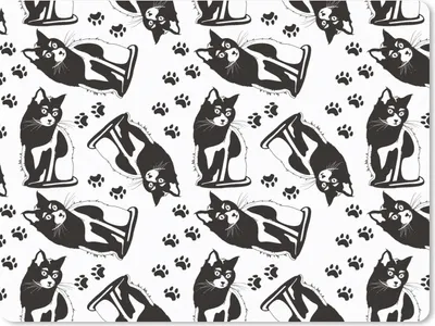 Produktbild von MuchoWow® Mauspad Mousepad Muster - Katze - Schwarz - Weiß - Jungen - Mädchen - Kinder - Kind 23x19 cm - Mousepads - Maus Mat - Pad - Mausunterlage - Schreibtischunterlage - Mauspad