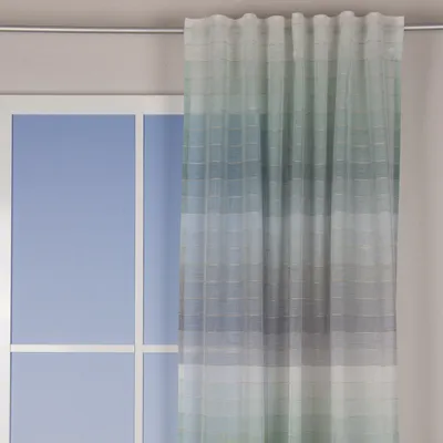 Produktbild von Fertigschal mit Schlaufenband Querstreifen Farbverlauf weiß türkis blau 140x245cm
