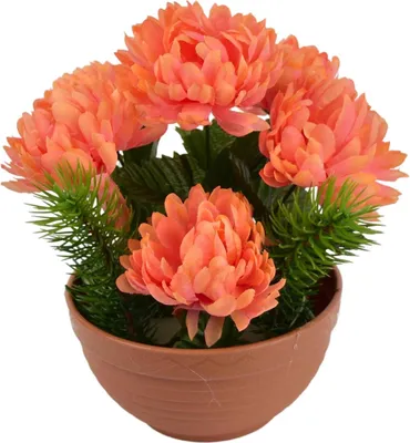 Produktbild von Herbstschale mit orangefarbenen Chrysanthemen 22 x 19 cm