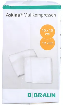 Obrázek produktu pro ASKINA MULLKOMPRESSEN 10x10cm 12 skladeb nesterilní, 100 ks COM