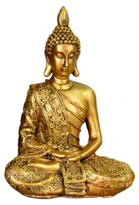 Produktbild von Buddha-Kopf-Figur Sanci - Dekoration für Zen, Meditation und Feng-Shui - Geschenk für eine entspannende und spirituelle Atmosphäre - Buddha-Statue - Höhe: 18 cm - Farbe: Gold