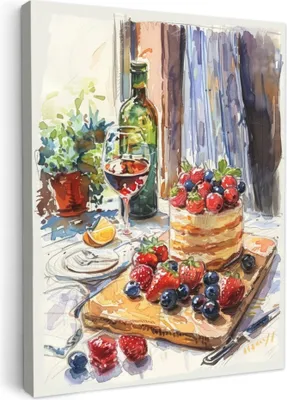 Produktbild von MuchoWow® - Leinwandbilder - Stilleben - Malerei - Abstrakt - Farbenfroh, Wandbild, Wanddeko Bilder Wohnzimmer, 60x80 cm