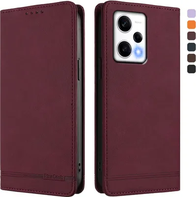 Obrázek produktu pro Pouzdro pro Xiaomi Poco X5 Pro/Redmi Note 12 Pro 5G, retroPolyuretankožené flip pouzdro s stojánkem a přihrádkami na karty Červený