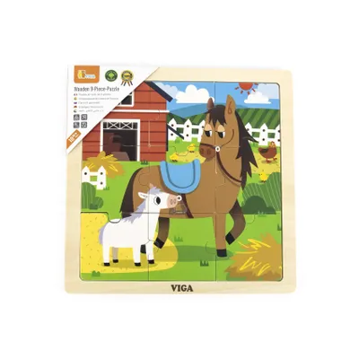Image de Puzzle en bois 9 pièces - chevaux