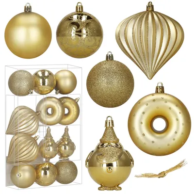 Immagine prodotto di Palline di Natale Springos® oro 12 pezzi 7/9 cm infrangibili motivo decorativo