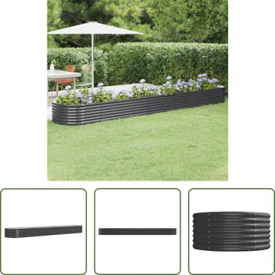 Produktbild von The Living Store Hochbeet Pulverbeschichteter Stahl 440x80x36 cm Anthrazit