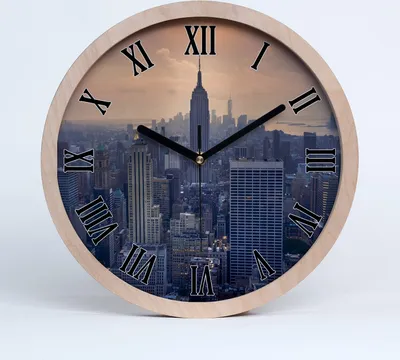 Produktbild von Holzuhr 20fi cm wanduhr - schwarze Spitzen - Manhattan New York